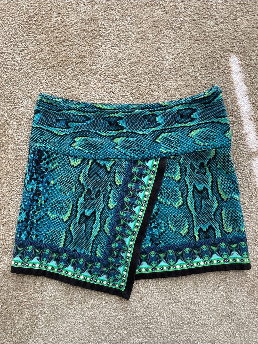 Vintage Roberto Cavalli Green Snake Skin Skirt